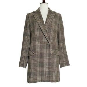 Zara Basic Plaid Blazer Jacket Womens‎ Small Career Business Coat Size Small